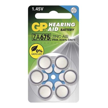 6 ks Baterie do naslouchadel ZA675 GP HEARING AID 1,45V/630 mAh