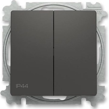 ABB 3559T-A52940237 - Dvojitý schodišťový vypínač bez rám č. 6+6 ZONI IP44 černá