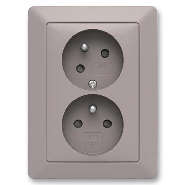 ABB 5513T-C02157 144 - Dvojitá zásuvka domovní s rámečkem ZONI 250V greige