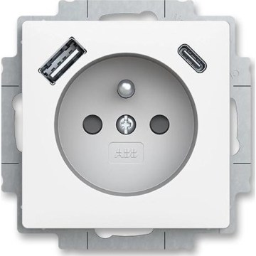 ABB 5569T-A32357 240 -Zásuvka domovní bez rám ZONI 250V 1xUSB A+C matná bílá