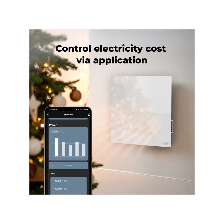 AENO - Chytrý elektrický infrapanel 500W časovač/termostat Wi-Fi bílá