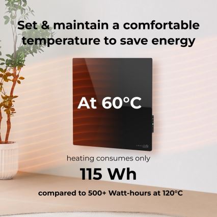 AENO - Chytrý elektrický infrapanel 500W časovač/termostat Wi-Fi černá