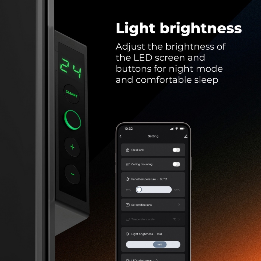 AENO - Chytrý elektrický infrapanel 500W časovač/termostat Wi-Fi černá
