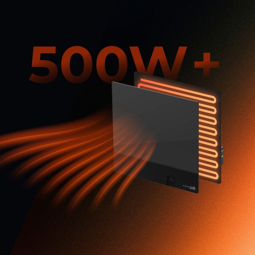 AENO - Chytrý elektrický infrapanel 500W časovač/termostat Wi-Fi černá