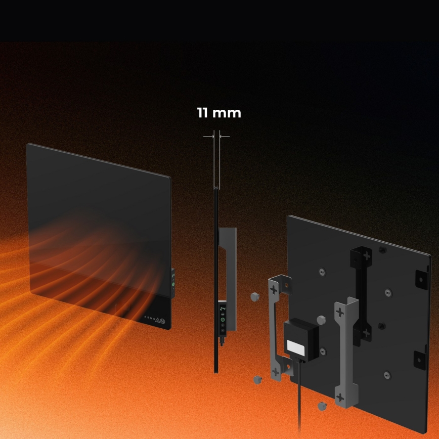 AENO - Chytrý elektrický infrapanel 500W časovač/termostat Wi-Fi černá