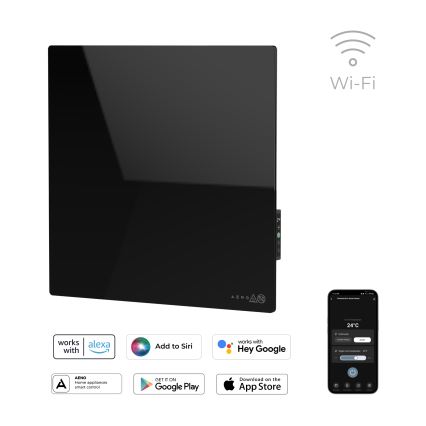 AENO - Chytrý elektrický infrapanel 500W časovač/termostat Wi-Fi černá