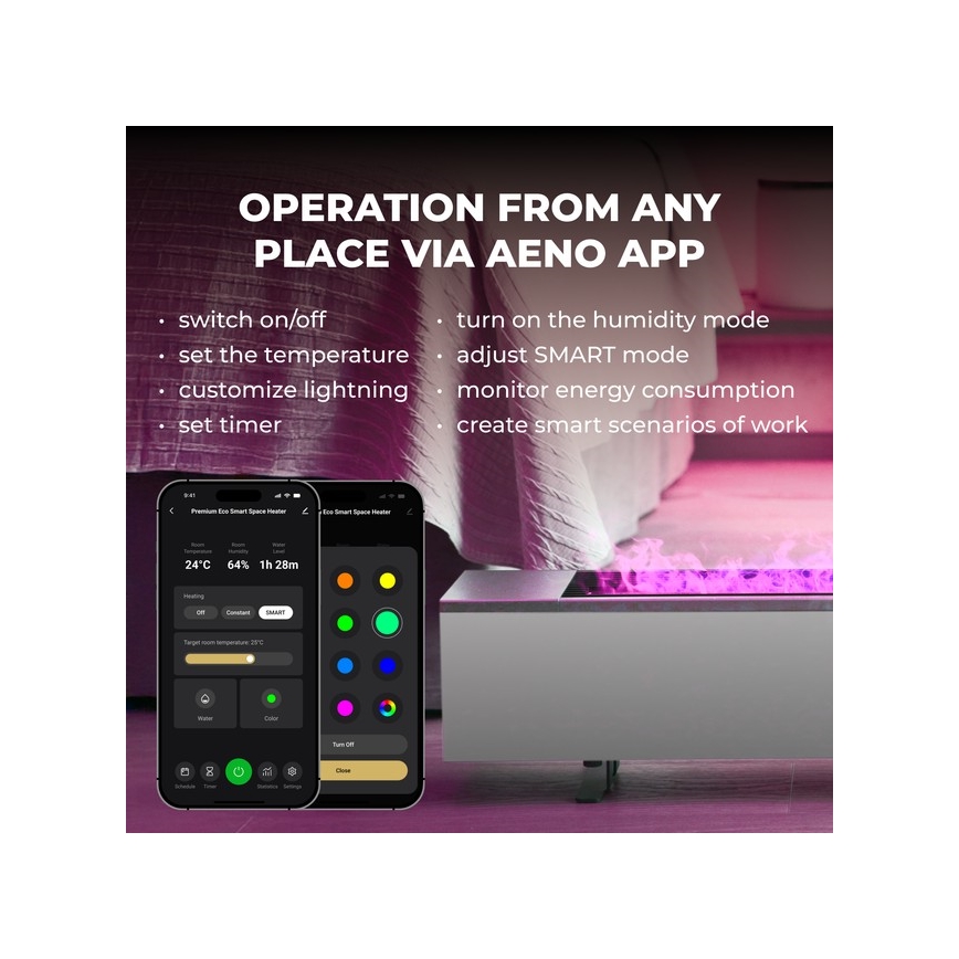 AENO - Chytrý elektrický přímotop/konketor 1000/2000W bílá