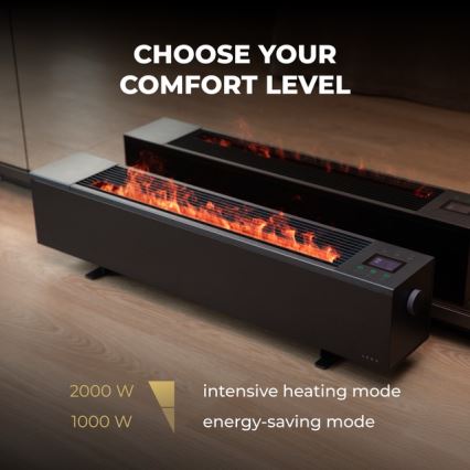 AENO - Chytrý elektrický přímotop/konketor 1000/2000W černá