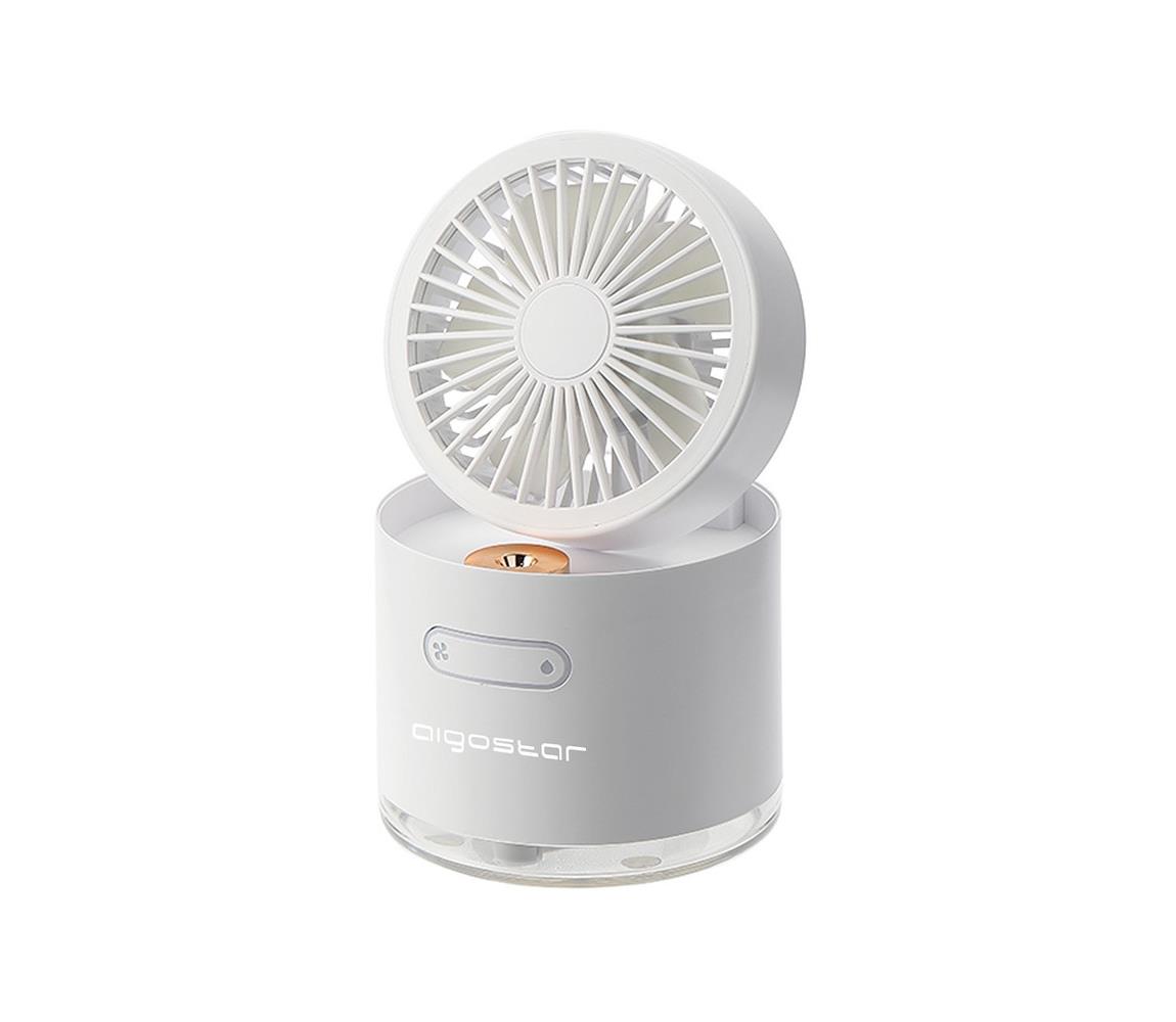 Aigostar B.V. Aigostar - Bezdrátový mini stolní ventilátor se zvlhčovačem 10W/5V bílá AI0006