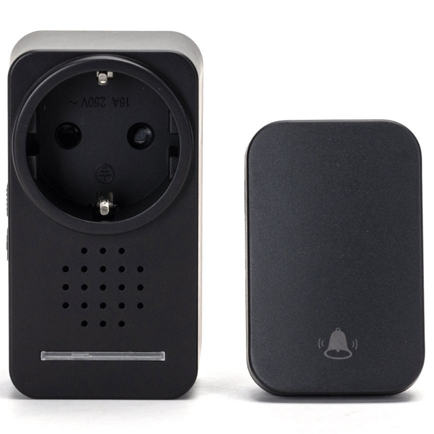 Aigostar - Bezdrátový zvonek do zásuvky 1Z 230V IPX4 černá
