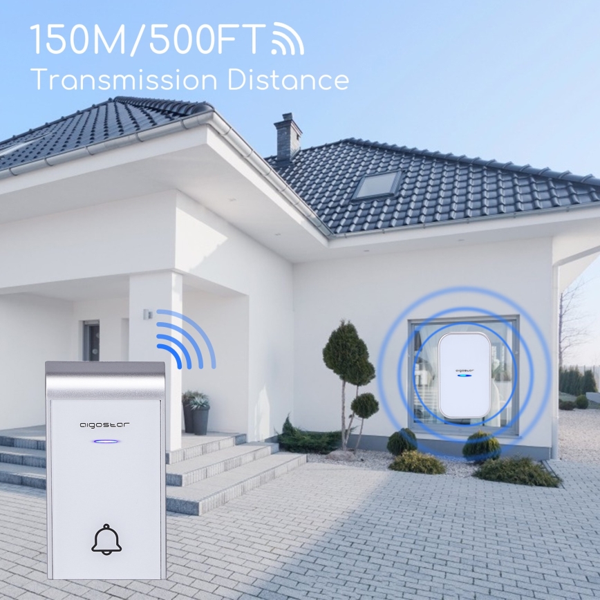 Aigostar - Bezdrátový zvonek do zásuvky 230V/12V IP44 bílá