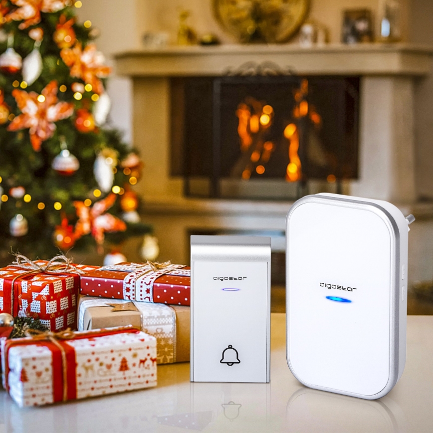 Aigostar - Bezdrátový zvonek do zásuvky 230V/12V IP44 bílá