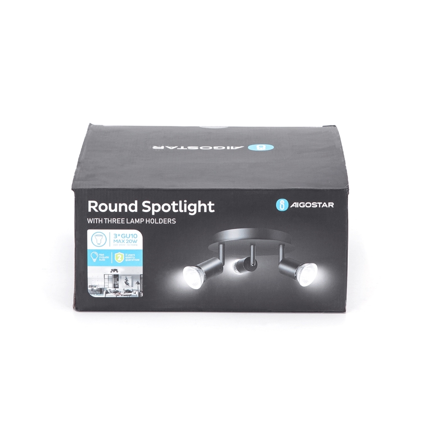 Aigostar - Bodové svítidlo 3xGU10/60W/230V černá