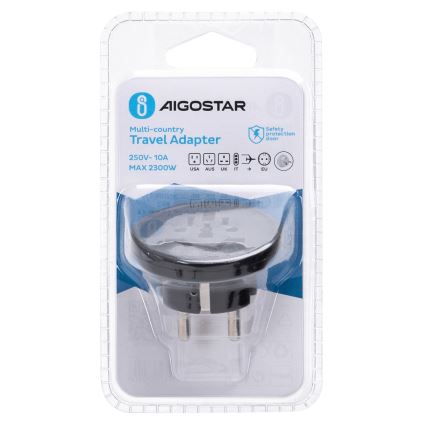 Aigostar - Cestovní adaptér do EU černá