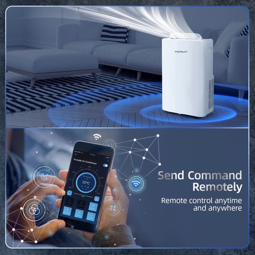 Aigostar - Chytrá mobilní klimatizace 1337W/230V 12000 BTU Wi-Fi  bílá + dálkové ovládání