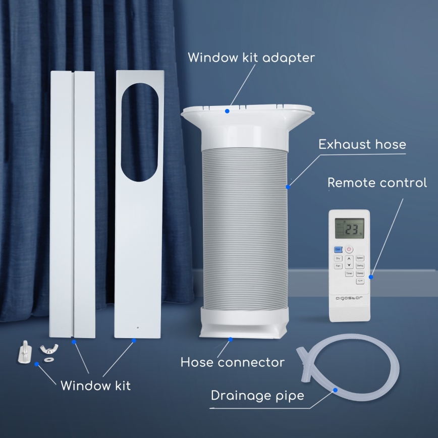 Aigostar - Chytrá mobilní klimatizace 1337W/230V 12000 BTU Wi-Fi  bílá + dálkové ovládání