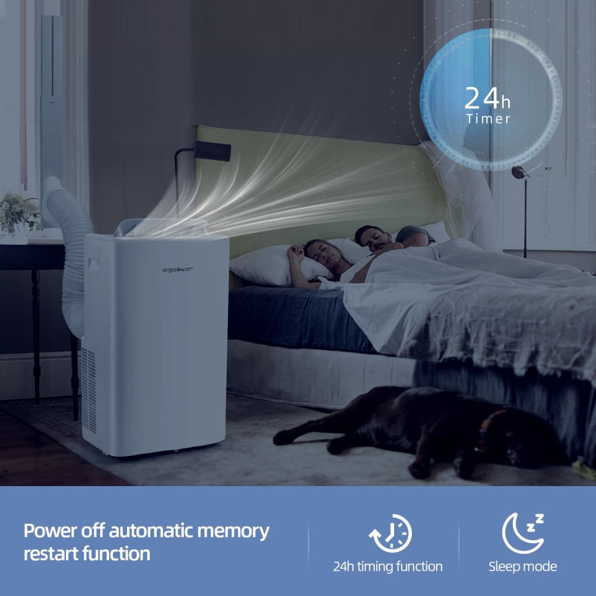 Aigostar - Chytrá mobilní klimatizace 1337W/230V 12000 BTU Wi-Fi  bílá + dálkové ovládání