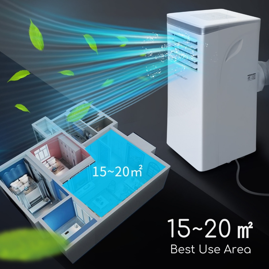 Aigostar - Chytrá mobilní klimatizace 3v1 1003W/230V 9000 BTU Wi-Fi bílá + dálkové ovládání