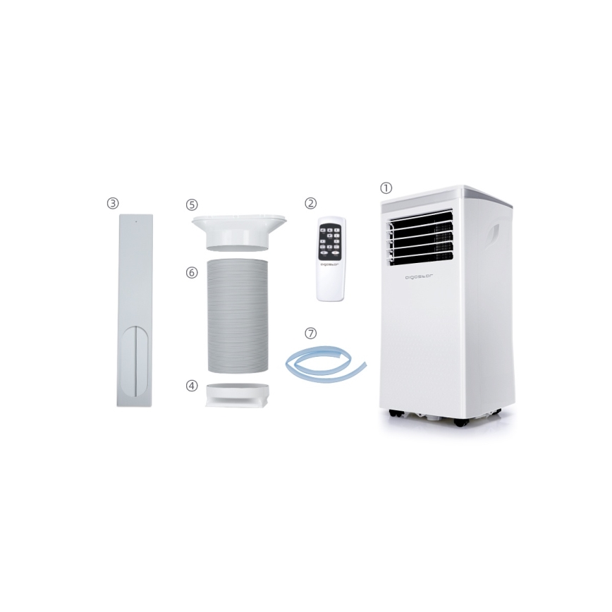 Aigostar - Chytrá mobilní klimatizace 3v1 1003W/230V 9000 BTU Wi-Fi bílá + dálkové ovládání