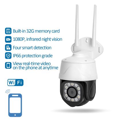 Aigostar - Chytrá venkovní kamera 1080p 230V Wi-Fi IP66