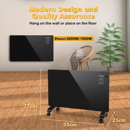 Aigostar - Chytrý elektrický přímotop/konvektor 1000/2000W Wi-Fi