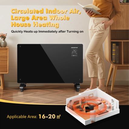 Aigostar - Chytrý elektrický přímotop/konvektor 1000/2000W Wi-Fi