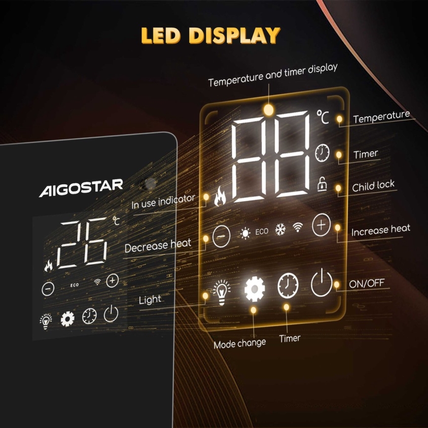 Aigostar - Chytrý elektrický přímotop/konvektor 1000/2000W Wi-Fi