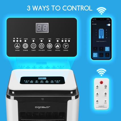 Aigostar - Chytrý ochlazovač vzduchu 75W/230V Wi-Fi + dálkové ovládání