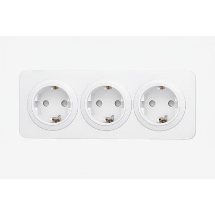 Aigostar - Domovní zásuvka s rámečkem 3Z SCHUKO 250V/16A bílá