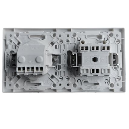 Aigostar - Dvojitý vypínač  č. 1 a zásuvka SCHUKO 250V s rámečkem bílá