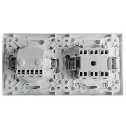 Aigostar - Dvojitý vypínač č. 6 + 6 a zásuvka SCHUKO 250V s rámečkem bílá