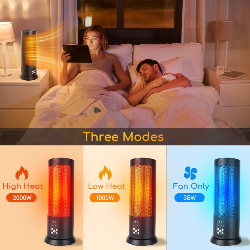 Aigostar - Elektrický ohřívač 1500W/230V + dálkové ovládání