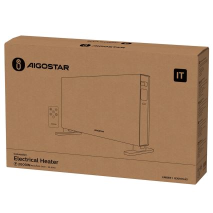 Aigostar - Elektrický přímotop/konvektor s LCD displejem ECO/1250/2000W/230V + dálkové ovládání