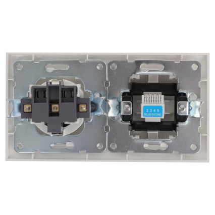 Aigostar - Ethernetová zásuvka a zásuvka SCHUKO s rámečkem bílá