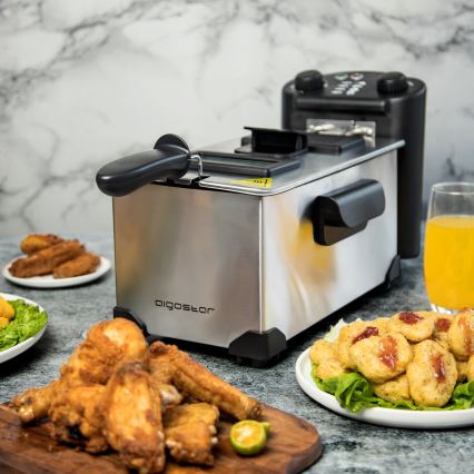 Aigostar - Fritéza 2200W/230V 3l černá/matný chrom