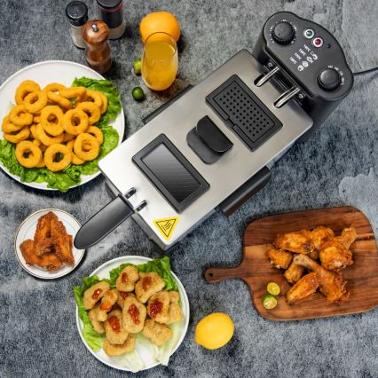 Aigostar - Fritéza 2200W/230V 3l černá/matný chrom