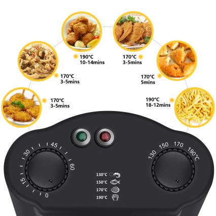 Aigostar - Fritéza 2200W/230V 3l černá/matný chrom