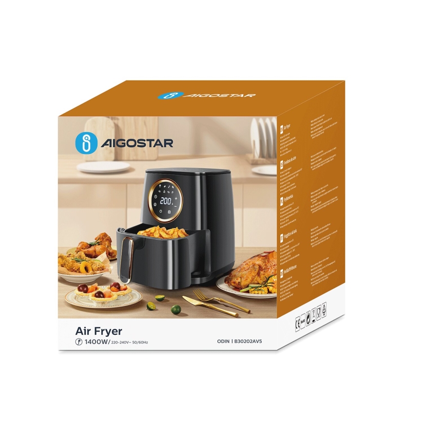 Aigostar - Horkovzdušná fritéza 1400W/230V 4,2l černá