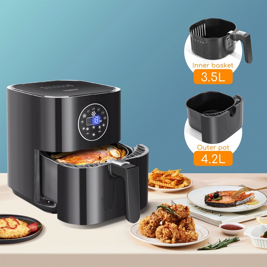 Aigostar - Horkovzdušná fritéza 1500W/230V 3,5l černá