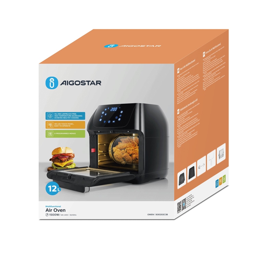 Aigostar - Horkovzdušná trouba 1400W/230V 12l černá