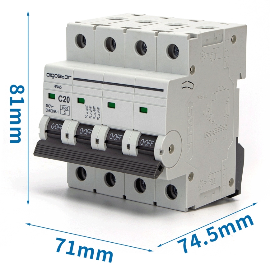 Aigostar - Jistič 4-fázový 4P-20A-C 400V