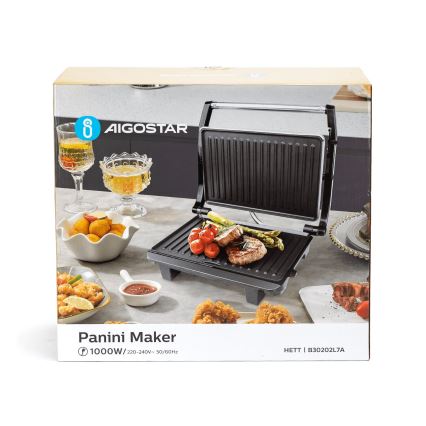 Aigostar - Kontaktní gril 1000W/230V černá/matný chrom