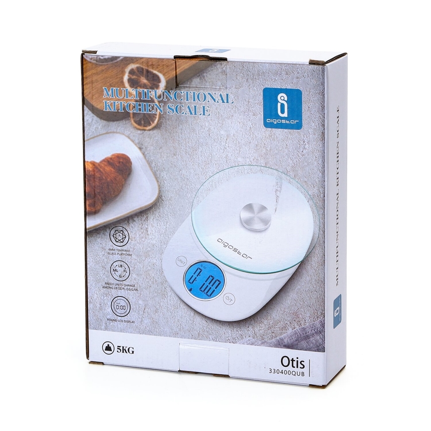 Aigostar - Kuchyňská váha 2xCR2032 bílá