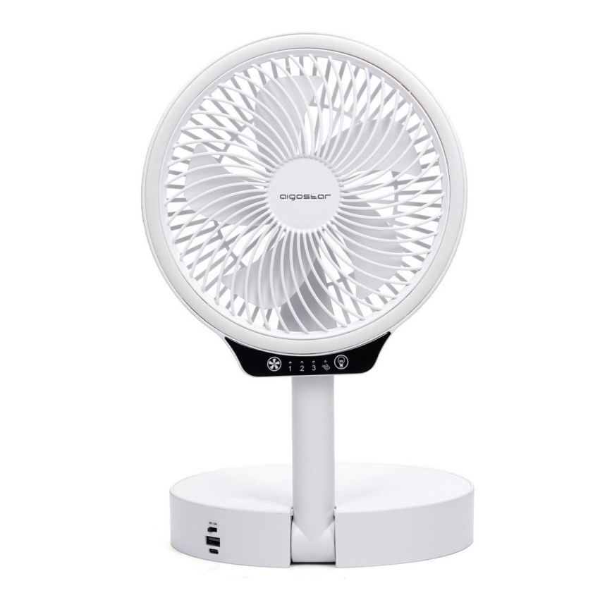 Aigostar - LED Bezdrátový skládací ventilátor s USB portem 6,5W/5V 8000 mAh pr. 20 cm