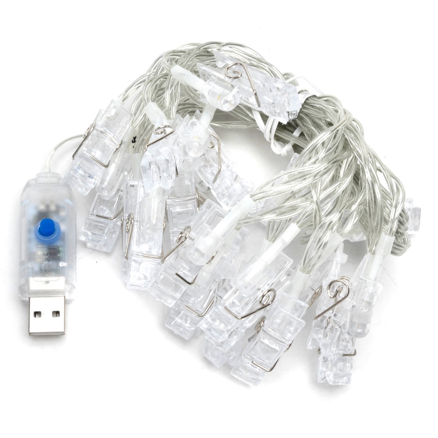 Aigostar - LED Dekorační řetěz 20xLED/5W/USB 6 m teplá bílá