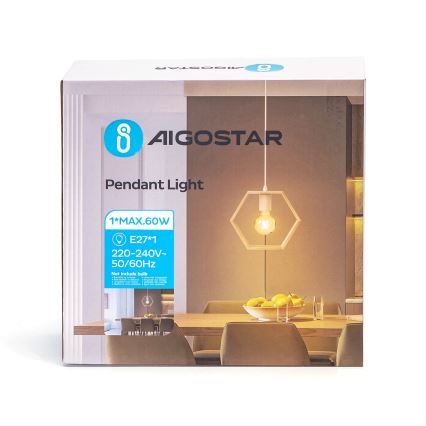 Aigostar - LED Dřevěný lustr na lanku 1xE27/9W/230V 2200K borovice