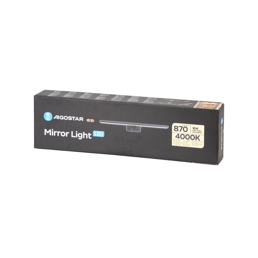 Aigostar - LED Koupelnové osvětlení zrcadla LED/8W/230V 4000K 40 cm IP44 černá
