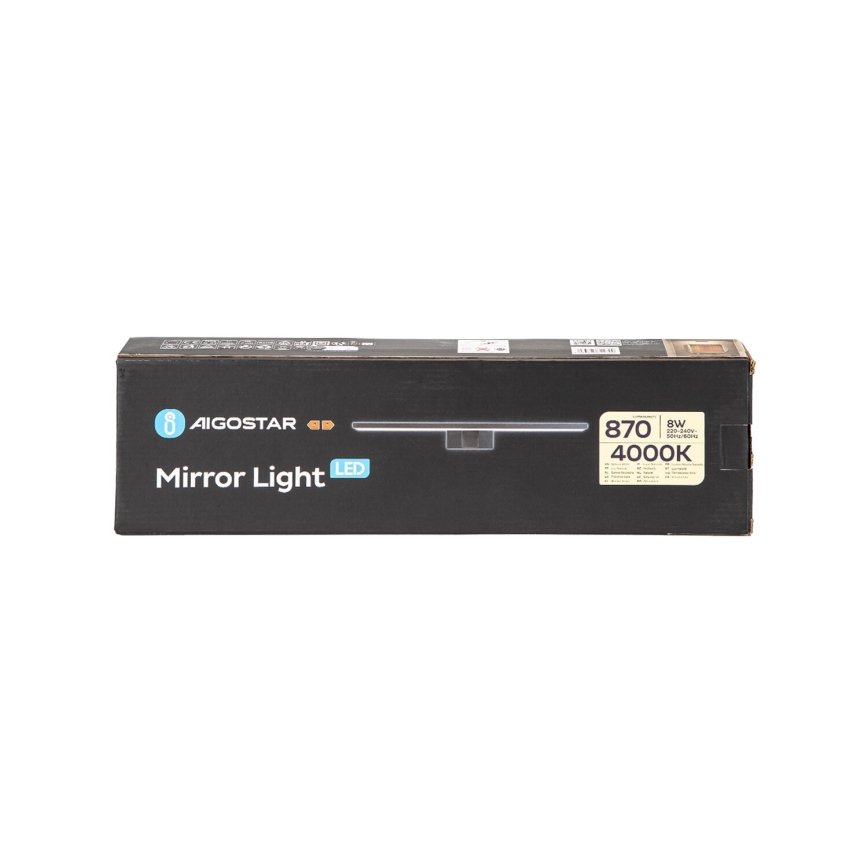 Aigostar - LED Koupelnové osvětlení zrcadla LED/8W/230V 4000K 40 cm IP44 černá