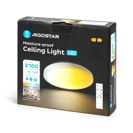 Aigostar - LED Koupelnové stropní svítidlo LED/18W/230V 3000-6000K IP54 + dálkové ovládání