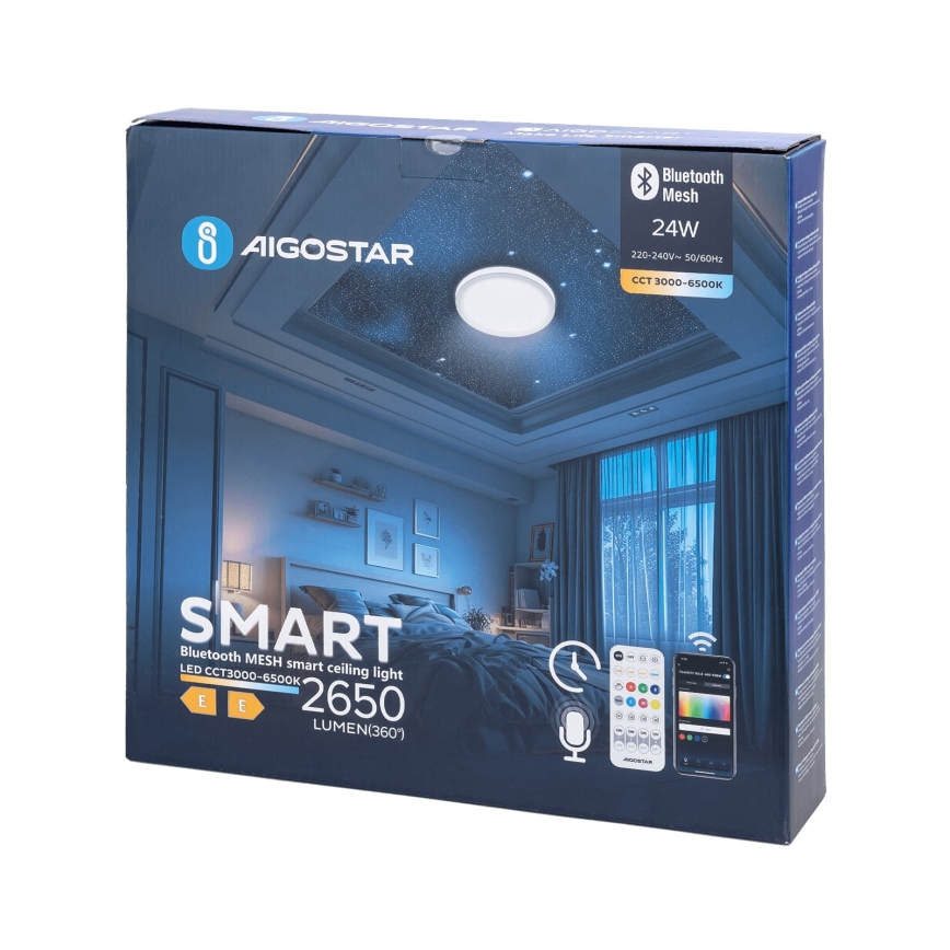 Aigostar - LED Stmívatelné koupelnové stropní svítidlo MESH Smart LED/24W/230V 3000-6500K IP44 + dálkové ovládání